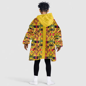 Proud Black Nurse RN Kid Wearable Blanket Hoodie African Stethoscope Kente Pattern