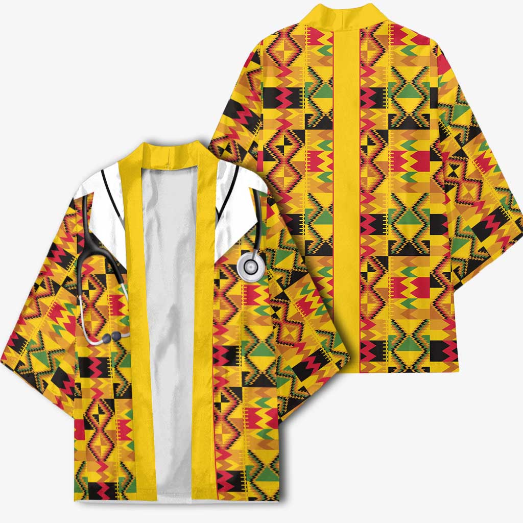 Proud Black Nurse RN Kimono African Stethoscope Kente Pattern