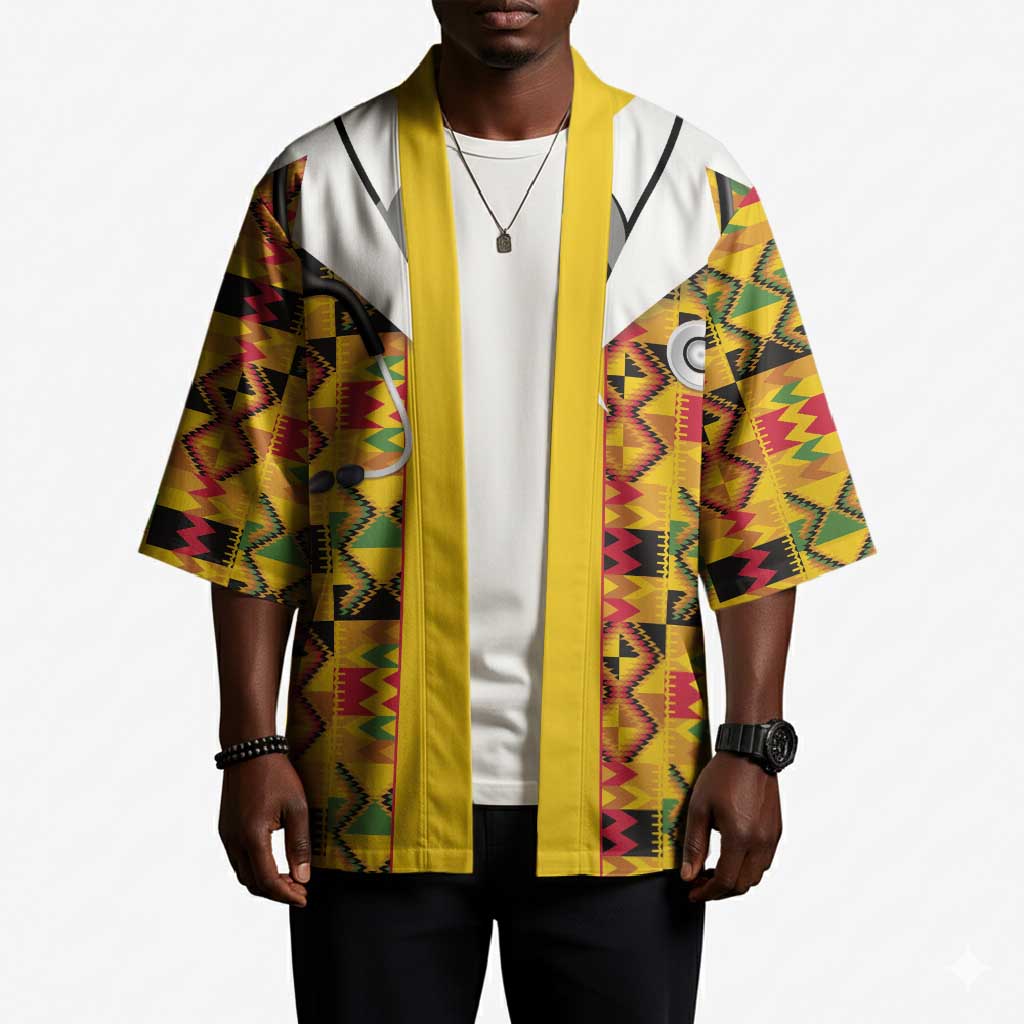 Proud Black Nurse RN Kimono African Stethoscope Kente Pattern