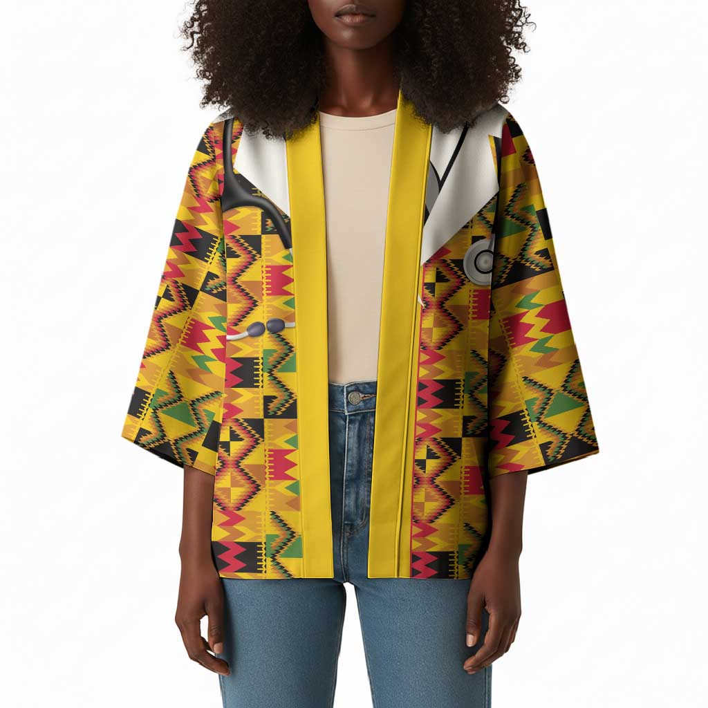 Proud Black Nurse RN Kimono African Stethoscope Kente Pattern