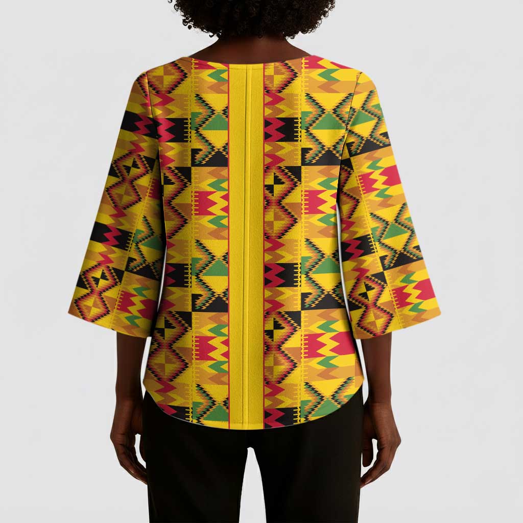 Proud Black Nurse RN Kimono Sleeve Blouse African Stethoscope Kente Pattern
