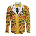 Proud Black Nurse RN Long Sleeve Button Shirt African Stethoscope Kente Pattern