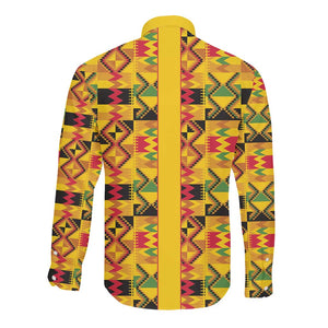 Proud Black Nurse RN Long Sleeve Button Shirt African Stethoscope Kente Pattern