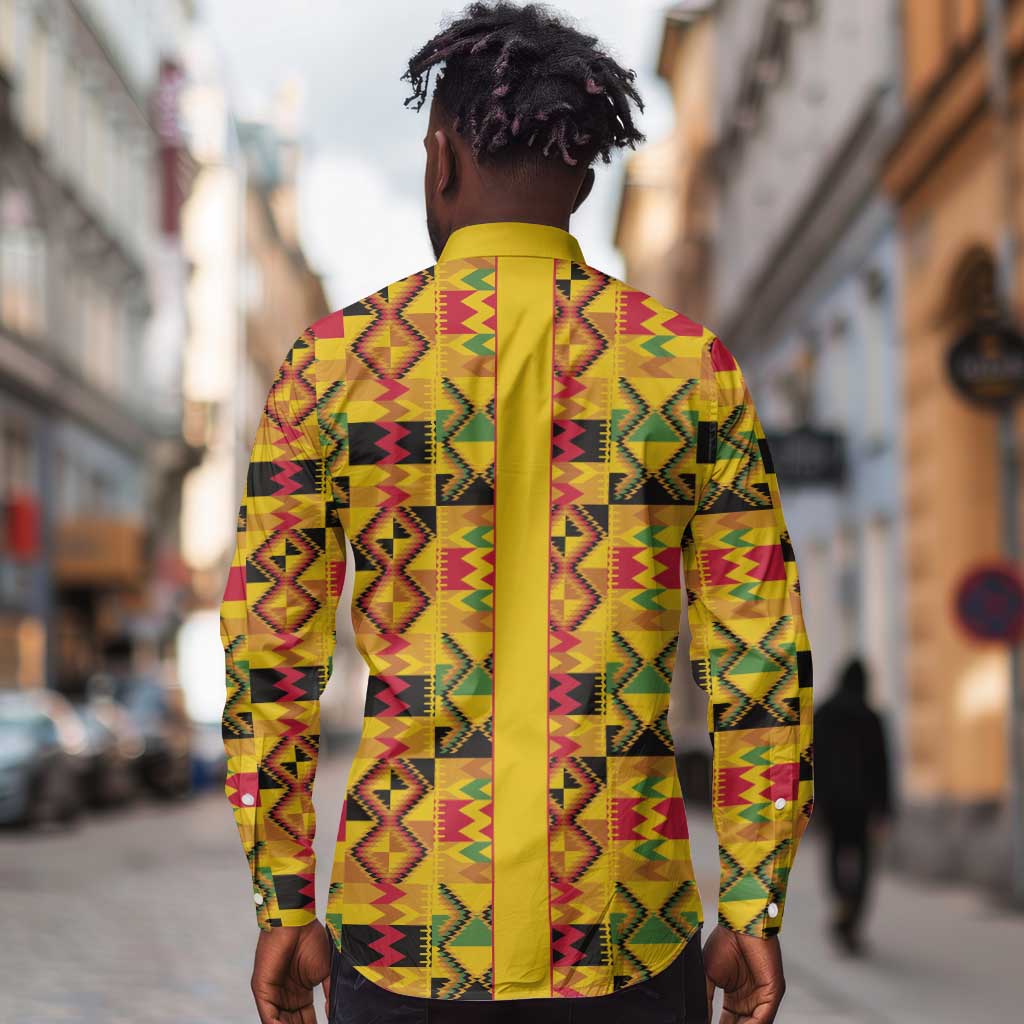 Proud Black Nurse RN Long Sleeve Button Shirt African Stethoscope Kente Pattern