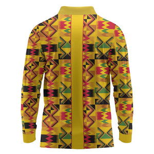 Proud Black Nurse RN Long Sleeve Polo Shirt African Stethoscope Kente Pattern