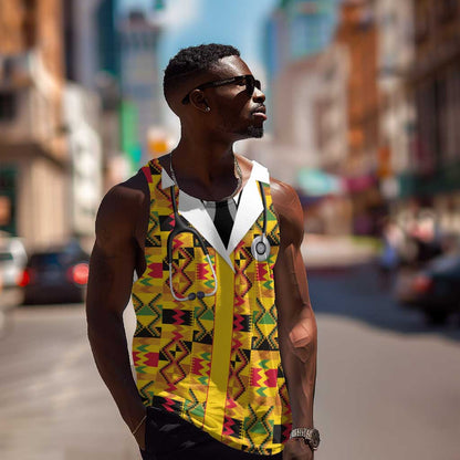 Proud Black Nurse RN Men Tank Top African Stethoscope Kente Pattern