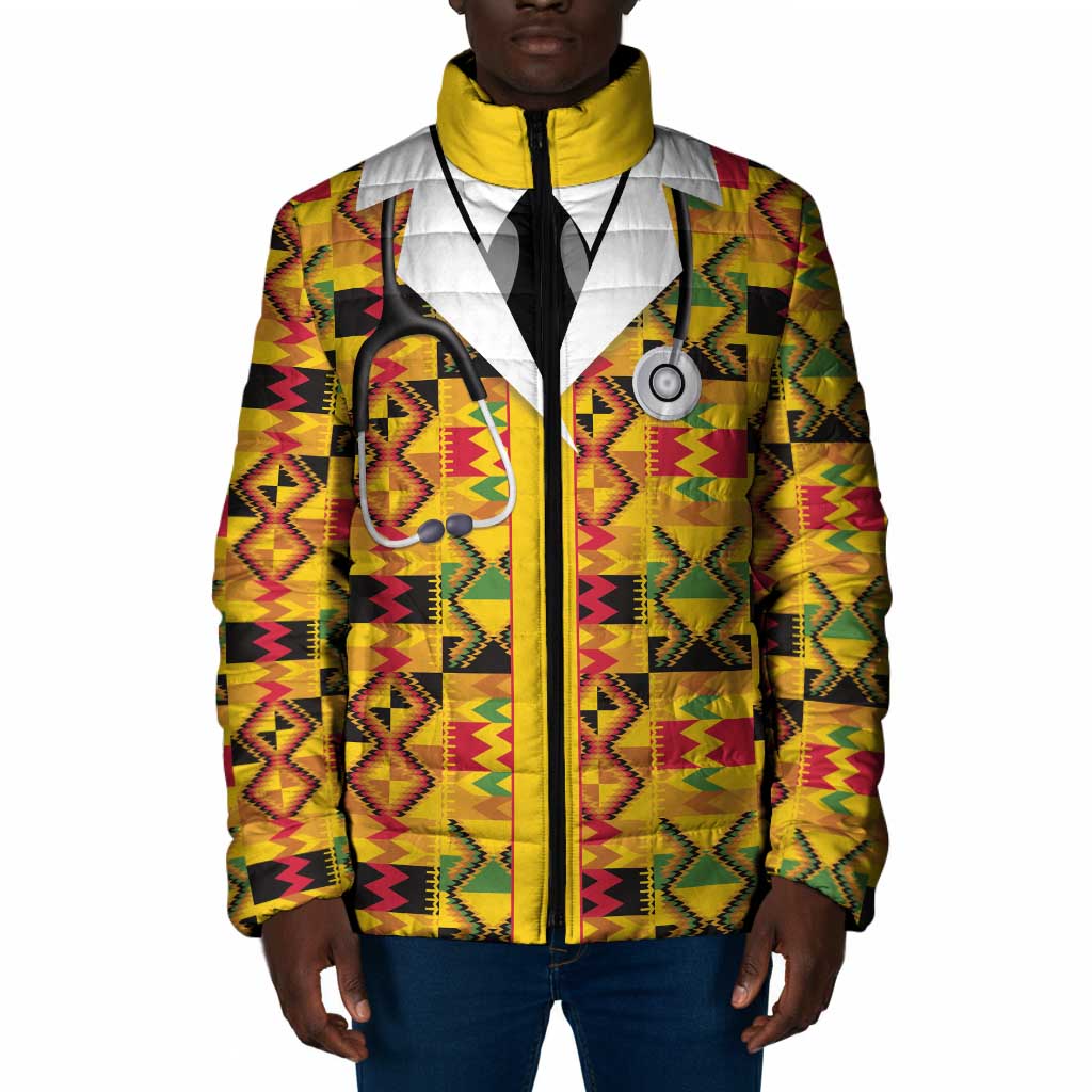 Proud Black Nurse RN Padded Jacket African Stethoscope Kente Pattern