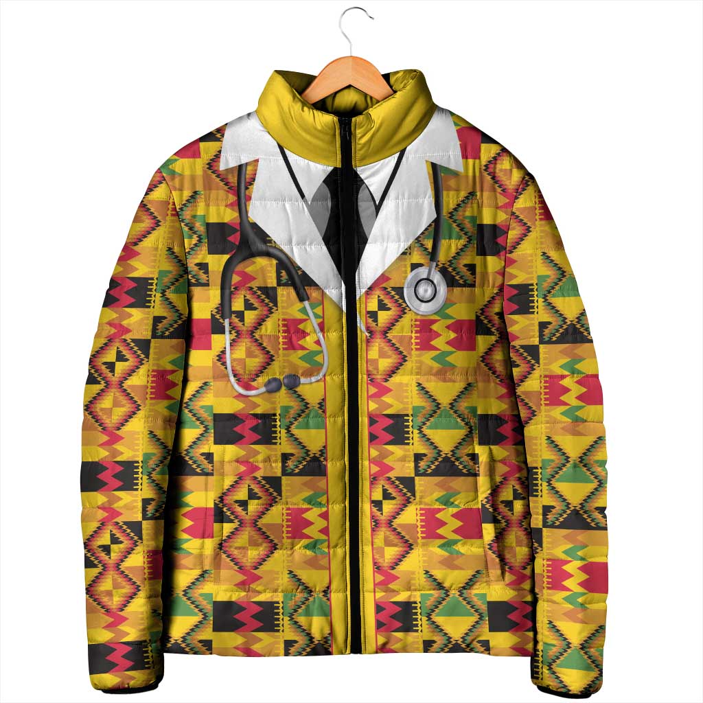 Proud Black Nurse RN Padded Jacket African Stethoscope Kente Pattern