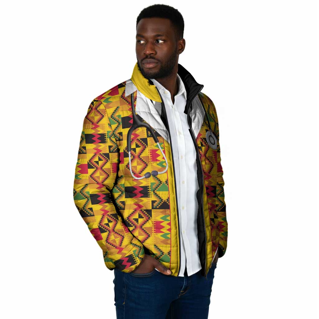 Proud Black Nurse RN Padded Jacket African Stethoscope Kente Pattern