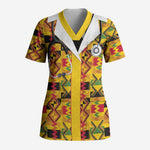 Proud Black Nurse RN Scrub Top African Stethoscope Kente Pattern