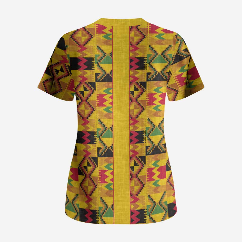 Proud Black Nurse RN Scrub Top African Stethoscope Kente Pattern