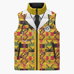 Proud Black Nurse RN Sleeveless Puffer Jacket African Stethoscope Kente Pattern