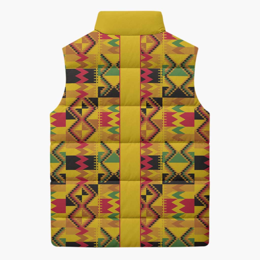 Proud Black Nurse RN Sleeveless Puffer Jacket African Stethoscope Kente Pattern