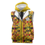 Proud Black Nurse RN Sleeveless Zip Hoodie African Stethoscope Kente Pattern