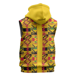 Proud Black Nurse RN Sleeveless Zip Hoodie African Stethoscope Kente Pattern