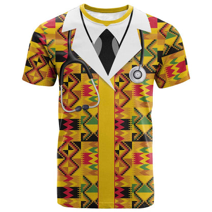 Proud Black Nurse RN T shirt African Stethoscope Kente Pattern