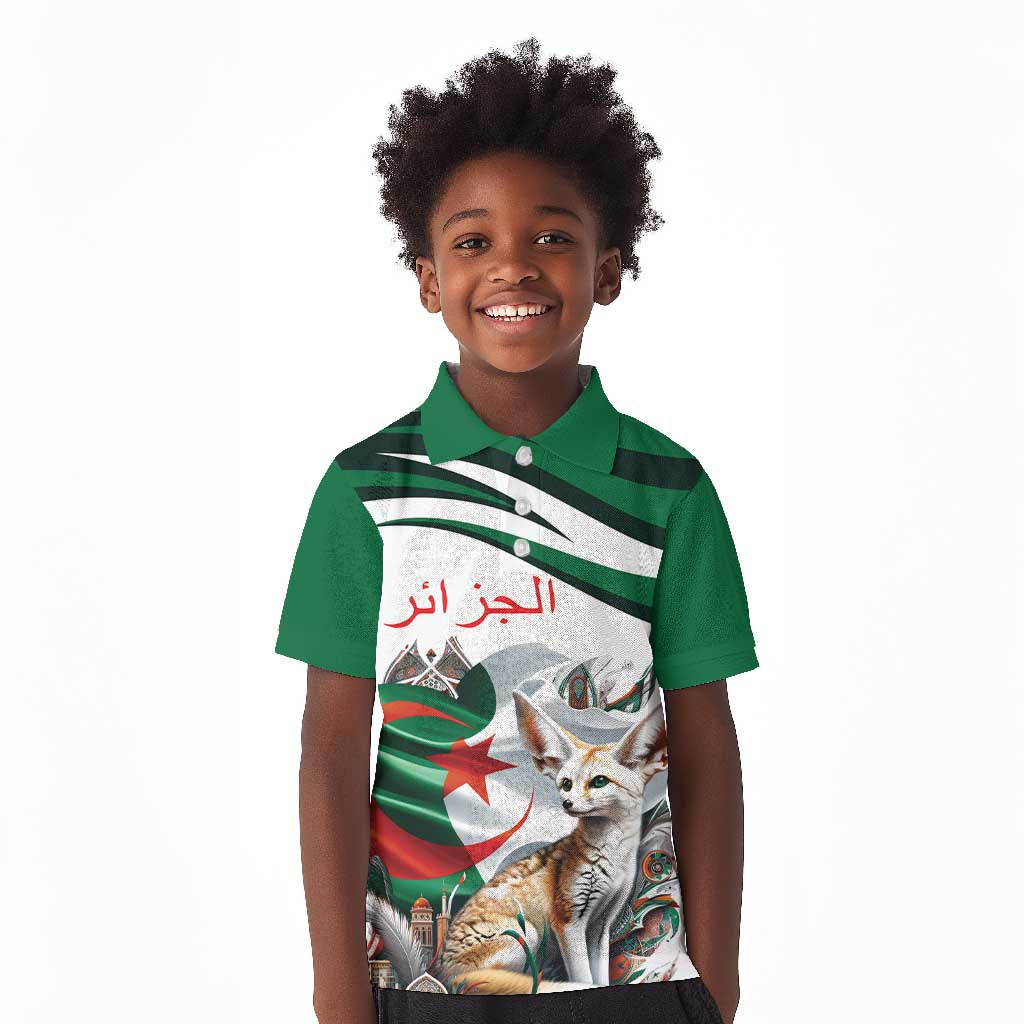 Algeria Fennec Fox Personalized Kid Polo Shirt with Algerian Culture and Nature