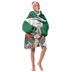 Algeria Fennec Fox Personalized KId Wearable Blanket Hoodie with Algerian Culture and Nature