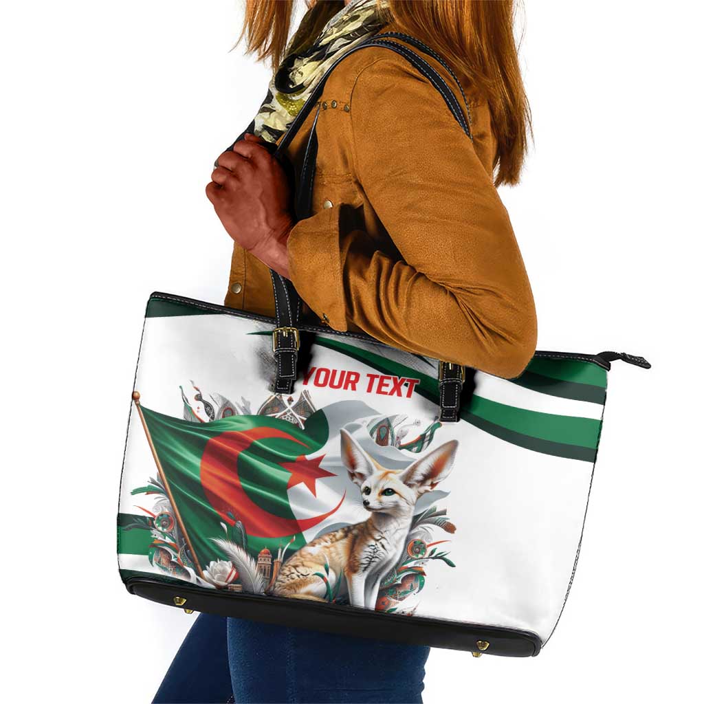 Algeria Fennec Fox Personalized Leather Tote Bag with Algerian Culture and Nature