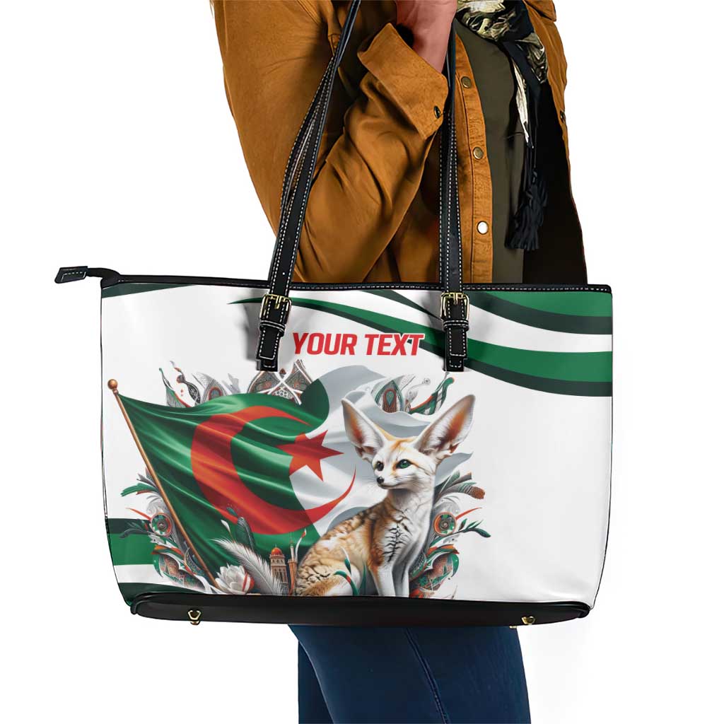 Algeria Fennec Fox Personalized Leather Tote Bag with Algerian Culture and Nature