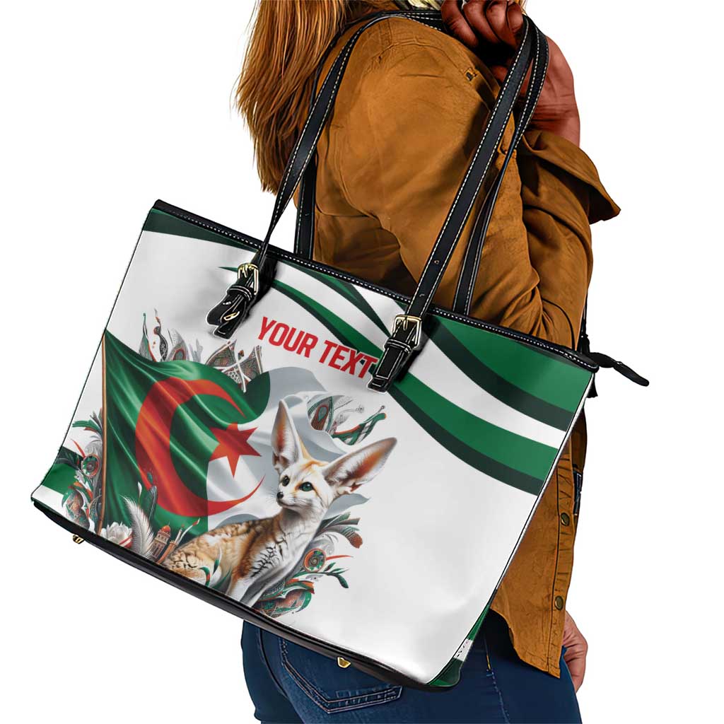 Algeria Fennec Fox Personalized Leather Tote Bag with Algerian Culture and Nature
