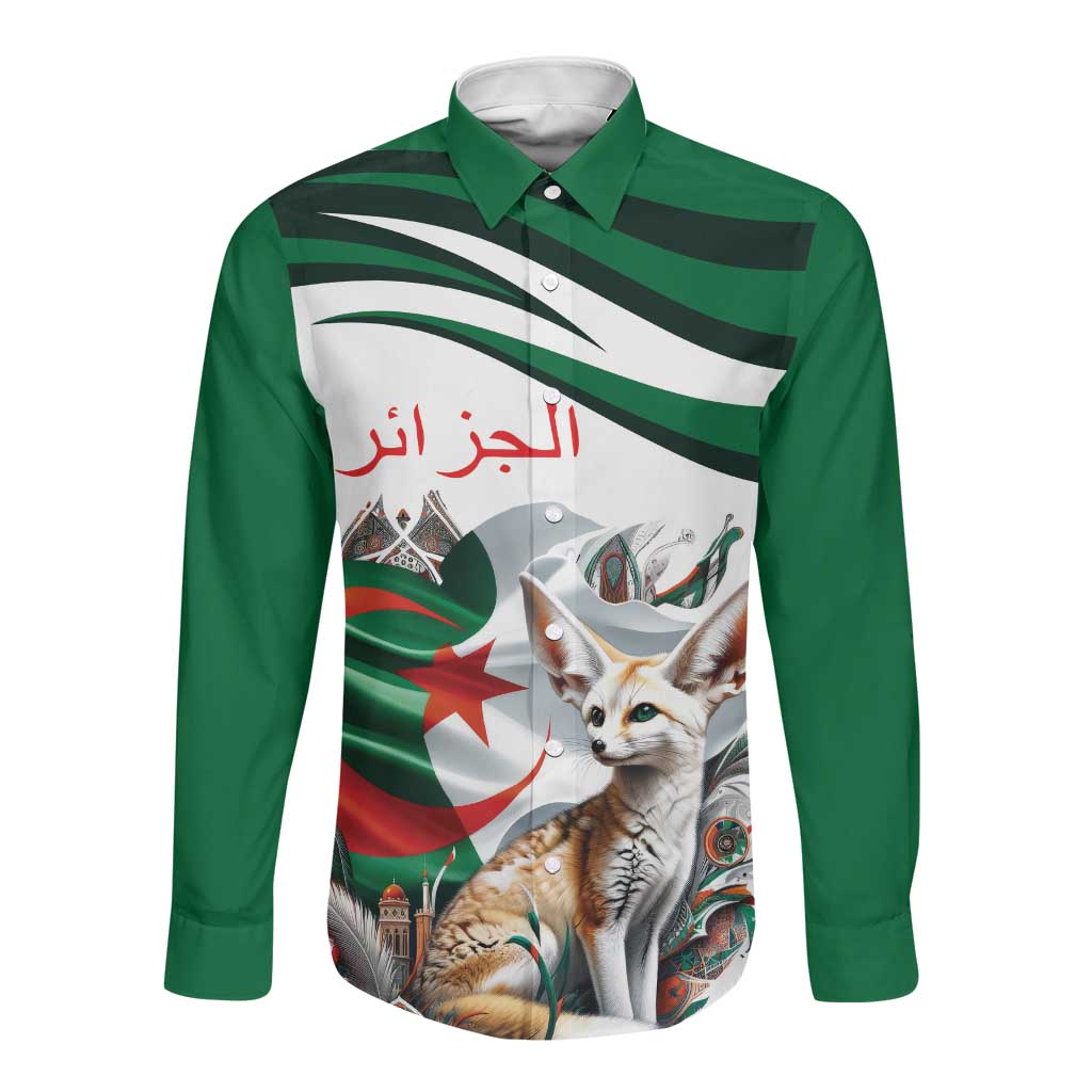 Algeria Fennec Fox Personalized Long Sleeve Button Shirt with Algerian Culture and Nature