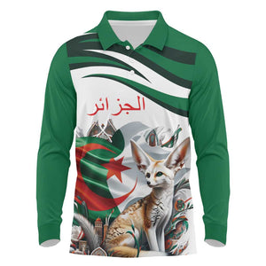 Algeria Fennec Fox Personalized Long Sleeve Polo Shirt with Algerian Culture and Nature