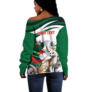 Algeria Fennec Fox Personalized Off Shoulder Sweater with Algerian Culture and Nature