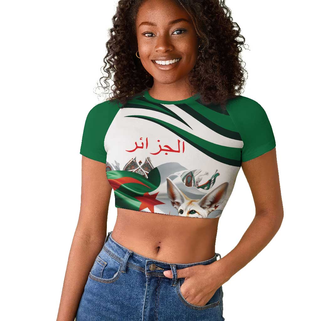 Algeria Fennec Fox Personalized Raglan Cropped T shirt with Algerian Culture and Nature