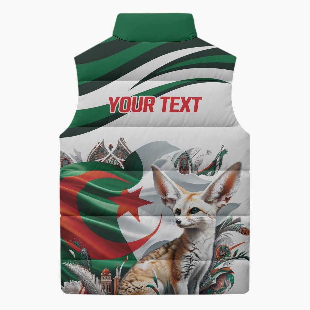 Algeria Fennec Fox Personalized Sleeveless Puffer Jacket with Algerian Culture and Nature