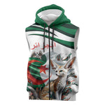 Algeria Fennec Fox Personalized Sleeveless Zip Hoodie with Algerian Culture and Nature - African Pride