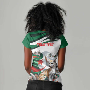 Algeria Fennec Fox Personalized Women V-Neck T-Shirt with Algerian Culture and Nature