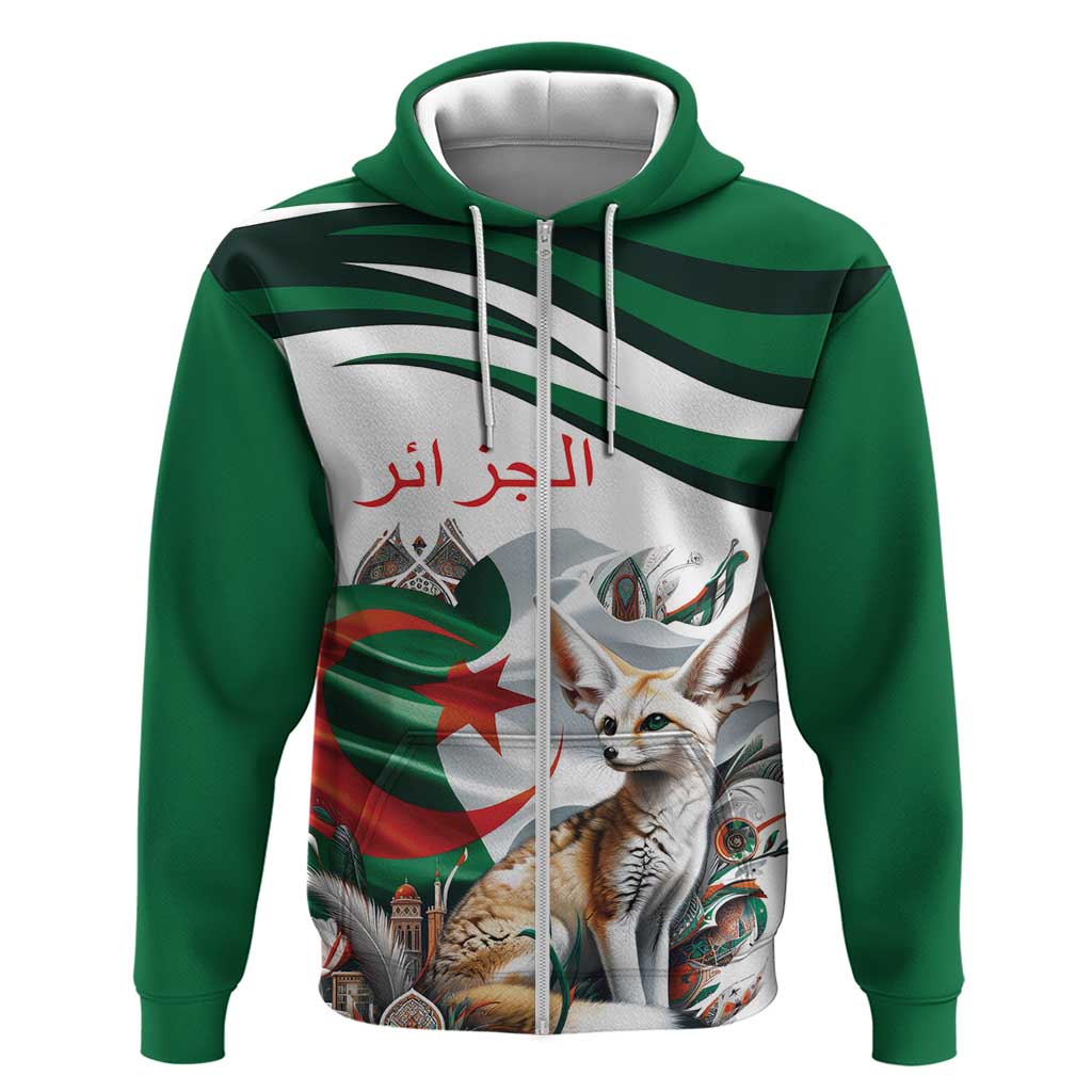 Algeria Fennec Fox Personalized Zip Hoodie with Algerian Culture and Nature