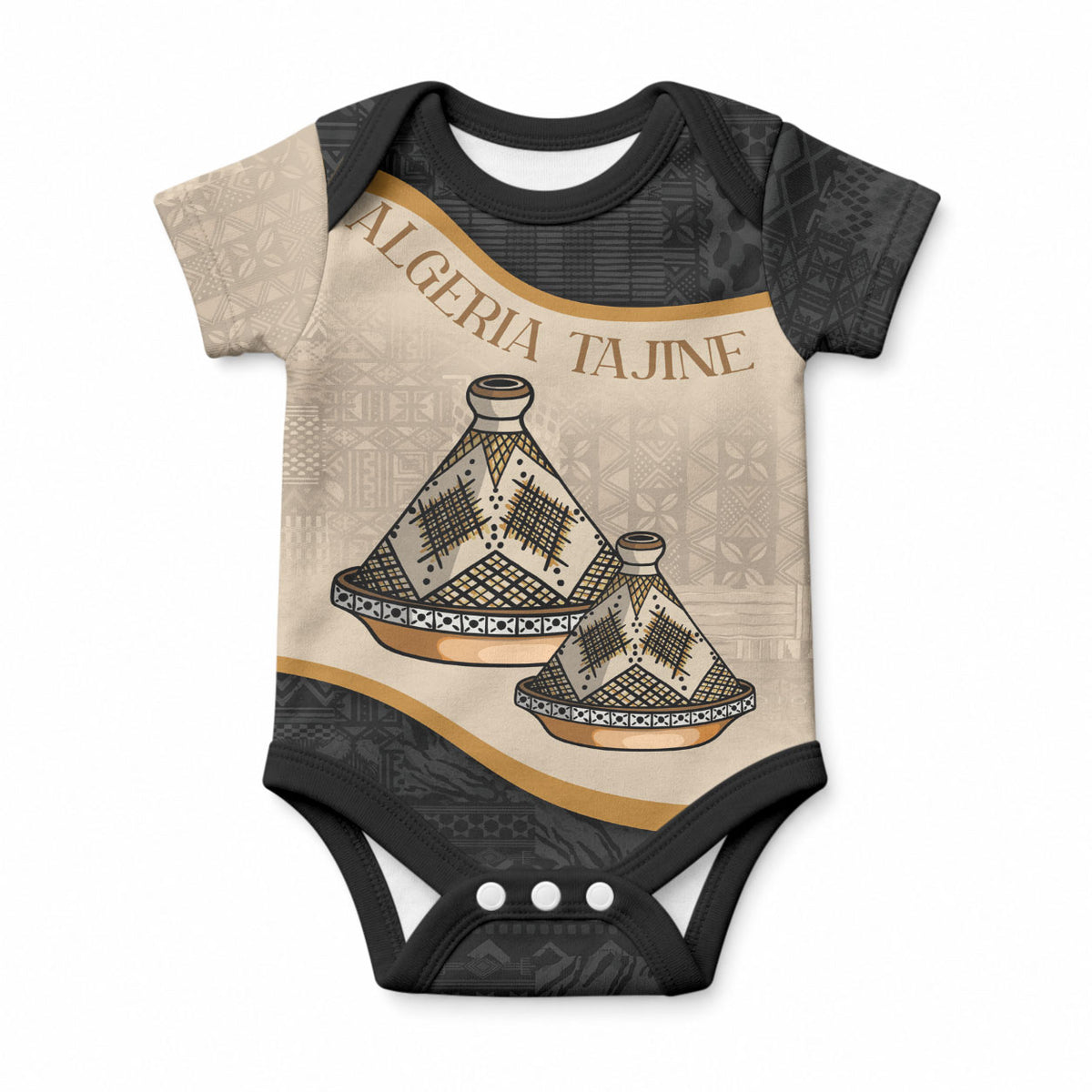Algeria Tajine Dish Personalized Baby Onesie with African Tribal Pattern