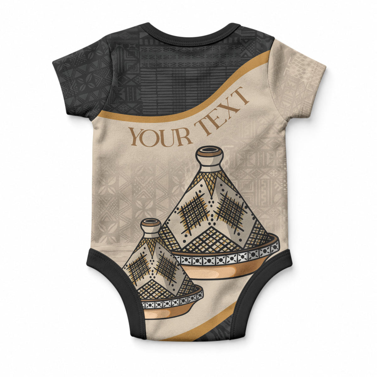 Algeria Tajine Dish Personalized Baby Onesie with African Tribal Pattern