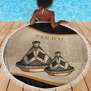 Algeria Tajine Dish Personalized Beach Blanket with African Tribal Pattern