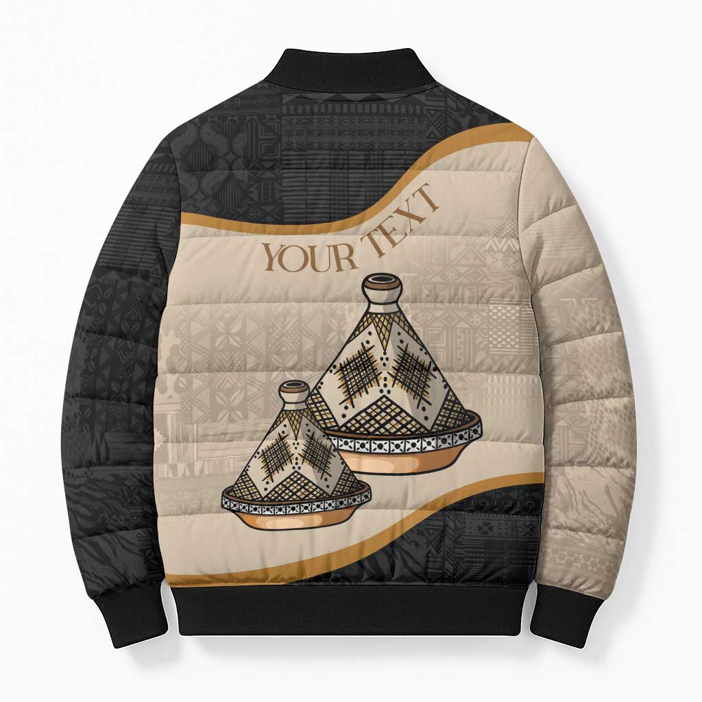 Algeria Tajine Dish Personalized Bomber Puffer Jacket with African Tribal Pattern