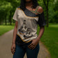 Algeria Tajine Dish Personalized Cross Shoulder Shirt with African Tribal Pattern