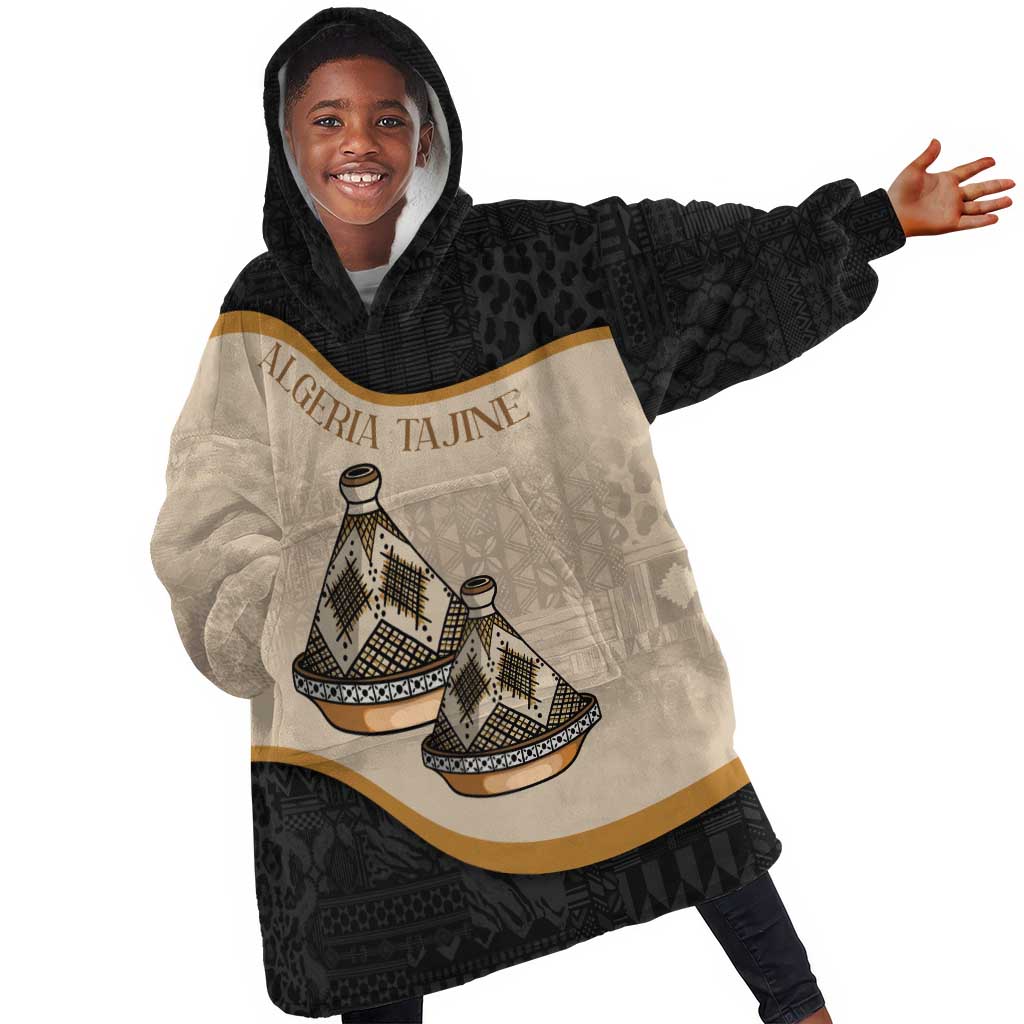 Algeria Tajine Dish Personalized KId Wearable Blanket Hoodie with African Tribal Pattern