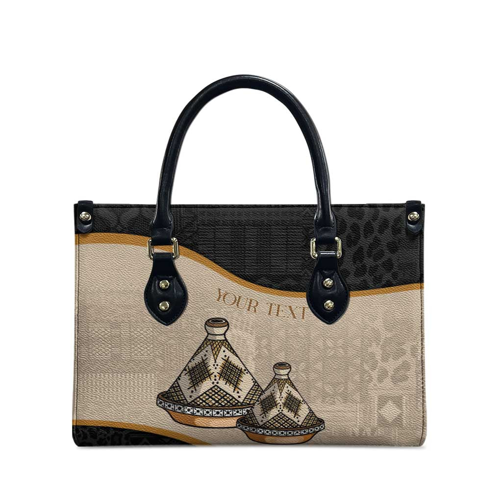 Algeria Tajine Dish Personalized Leather Bag with African Tribal Pattern