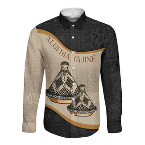 Algeria Tajine Dish Personalized Long Sleeve Button Shirt with African Tribal Pattern