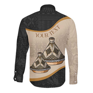 Algeria Tajine Dish Personalized Long Sleeve Button Shirt with African Tribal Pattern