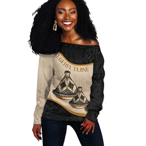 Algeria Tajine Dish Personalized Off Shoulder Sweater with African Tribal Pattern