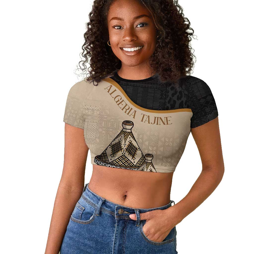 Algeria Tajine Dish Personalized Raglan Cropped T shirt with African Tribal Pattern