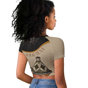 Algeria Tajine Dish Personalized Raglan Cropped T shirt with African Tribal Pattern