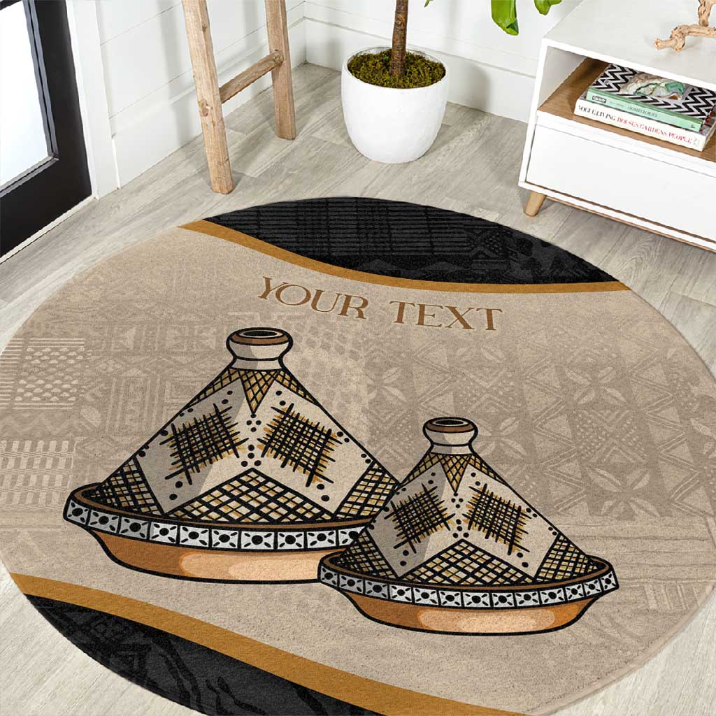 Algeria Tajine Dish Personalized Round Carpet with African Tribal Pattern