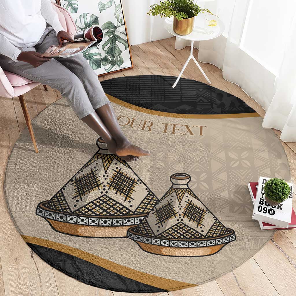 Algeria Tajine Dish Personalized Round Carpet with African Tribal Pattern