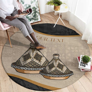 Algeria Tajine Dish Personalized Round Carpet with African Tribal Pattern