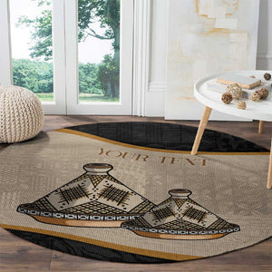 Algeria Tajine Dish Personalized Round Carpet with African Tribal Pattern