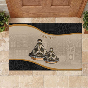 Algeria Tajine Dish Personalized Rubber Doormat with African Tribal Pattern